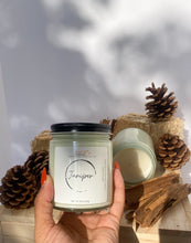 Load image into Gallery viewer, candles coconutwax soywax juniper pine cinnamon molasses
